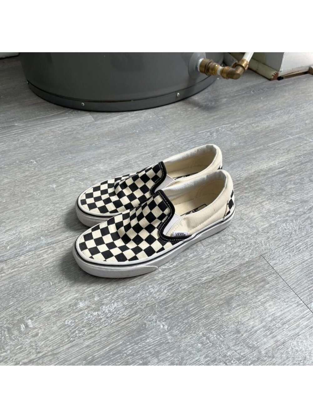 Black / White Vans Checkered Slip-On Skater / Y2K Shoes / Sneakers